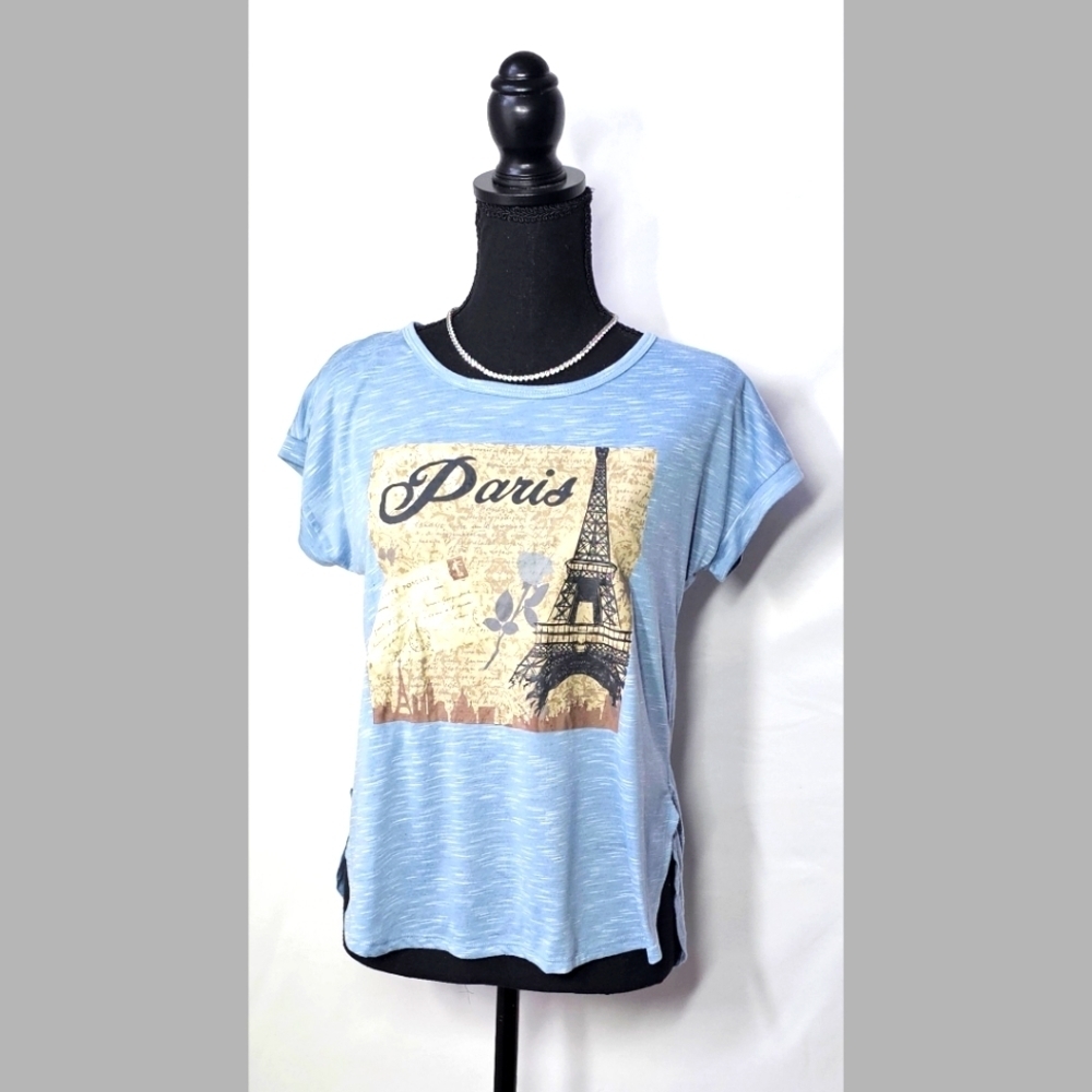 S Powder Blue Paris Top